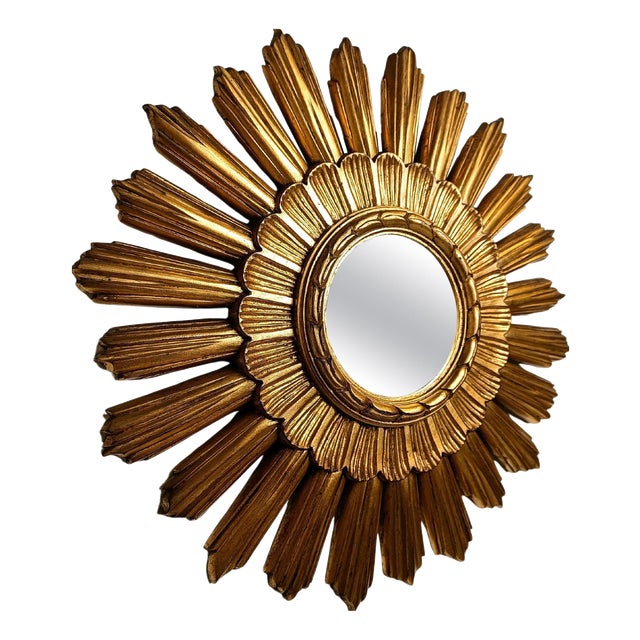 Vintage Gilt Sunburst Mirror, 1960s For Sale
