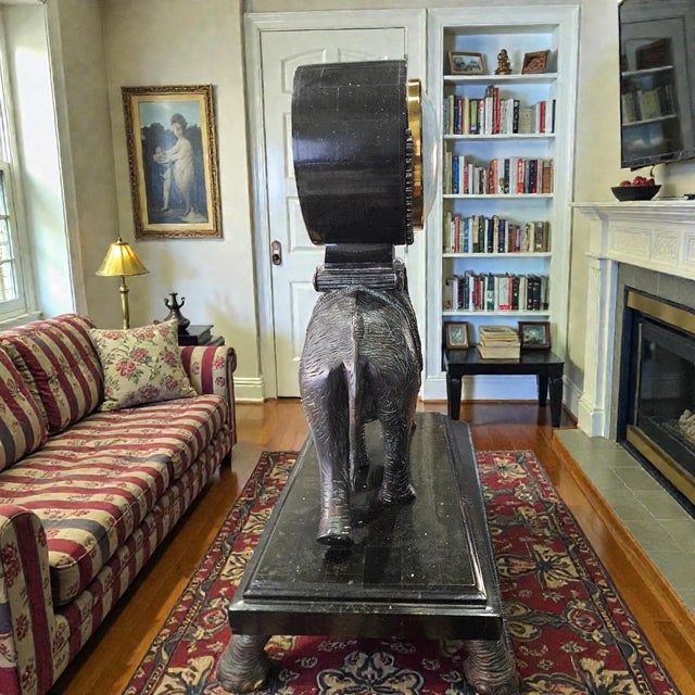 Maitland - Smith Maitland-Smith Bronze Elephant Mantel Clock – Hand Made in Philippines Vintage For Sale - Image 4 of 8