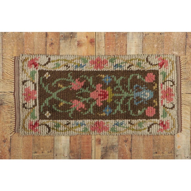 Brown Vintage Finnish Rya Rug - 01'11 X 04'00 For Sale - Image 8 of 9