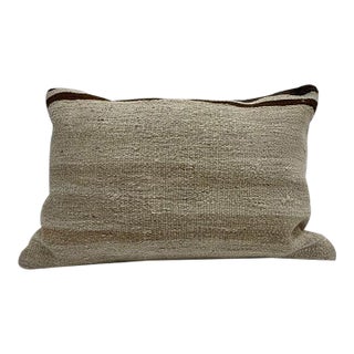 Turkish Hemp Pillow Cushion Natural Beige Black Pillow Cushion Cover 16" x 24" For Sale