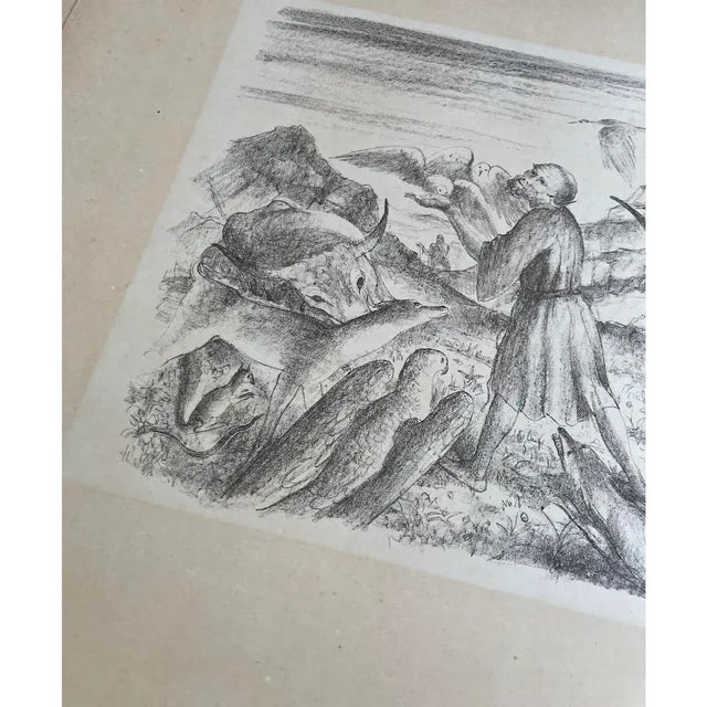 Francis Preaches to the Animals (Saint Francis of Assisi) Lithograph by Walter Teutsch (German/Romanian, 1883–1964) c.1924 For Sale - Image 4 of 10