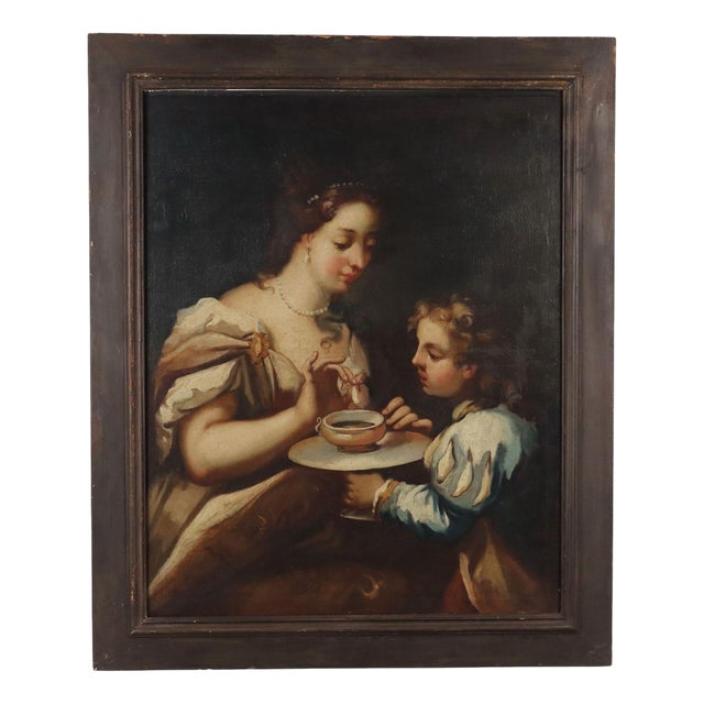 Cleopatra Dissolves a Pearl in a Cup of Vinegar, 1600s, Oil on Canvas For Sale