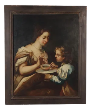 Cleopatra Dissolves a Pearl in a Cup of Vinegar, 1600s, Oil on Canvas