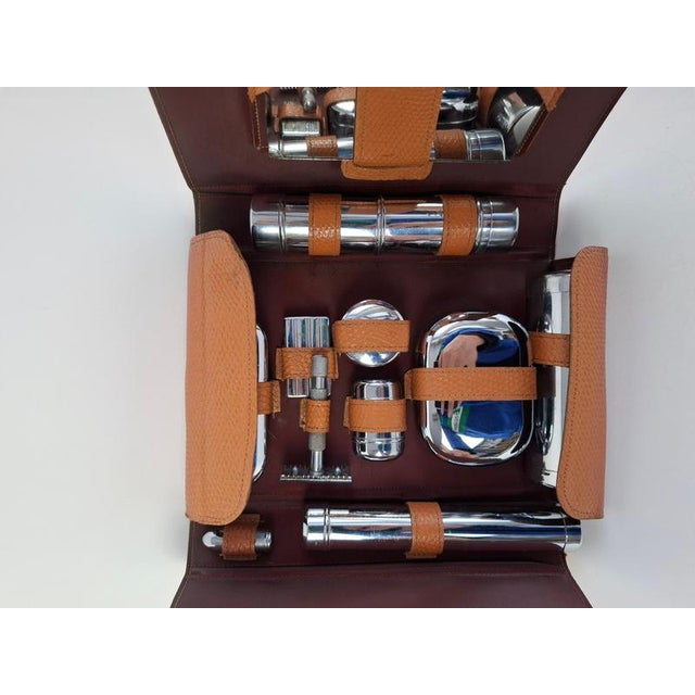 Art Deco Mens Travel Shaving Kit in Leather Case, Czechoslovakia, 1930s For Sale - Image 9 of 18