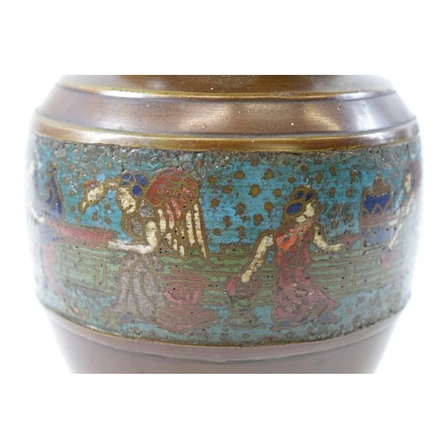 19th Century Antique Chinese Bronze Expert Cloisonne With Egyptian Design For Sale - Image 4 of 6