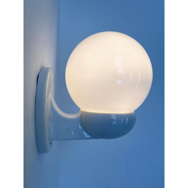 1930s Bauhaus Porcelain and Glass Wall Lamps, 1930s, Set of 2 For Sale - Image 5 of 11