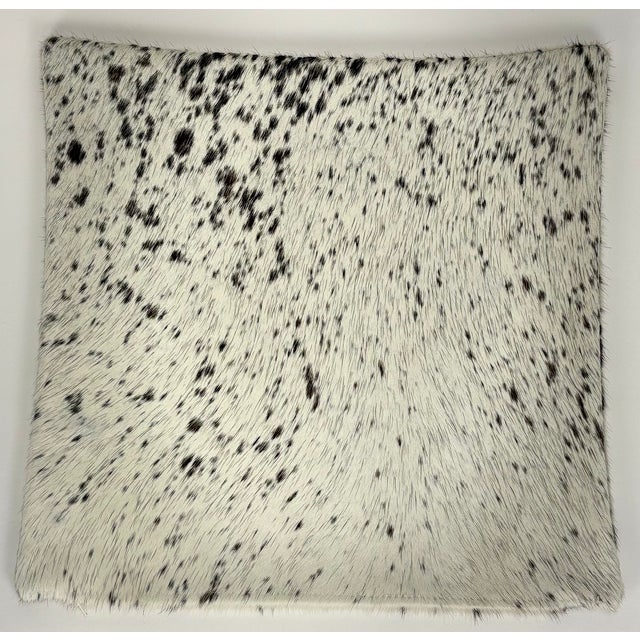 Premium Brazilian Watusi Cowhide Pillow Cover 16x16 – Champagne Ivory With Natural Speckling – Handcrafted by Pablo Sota Designs For Sale - Image 4 of 11