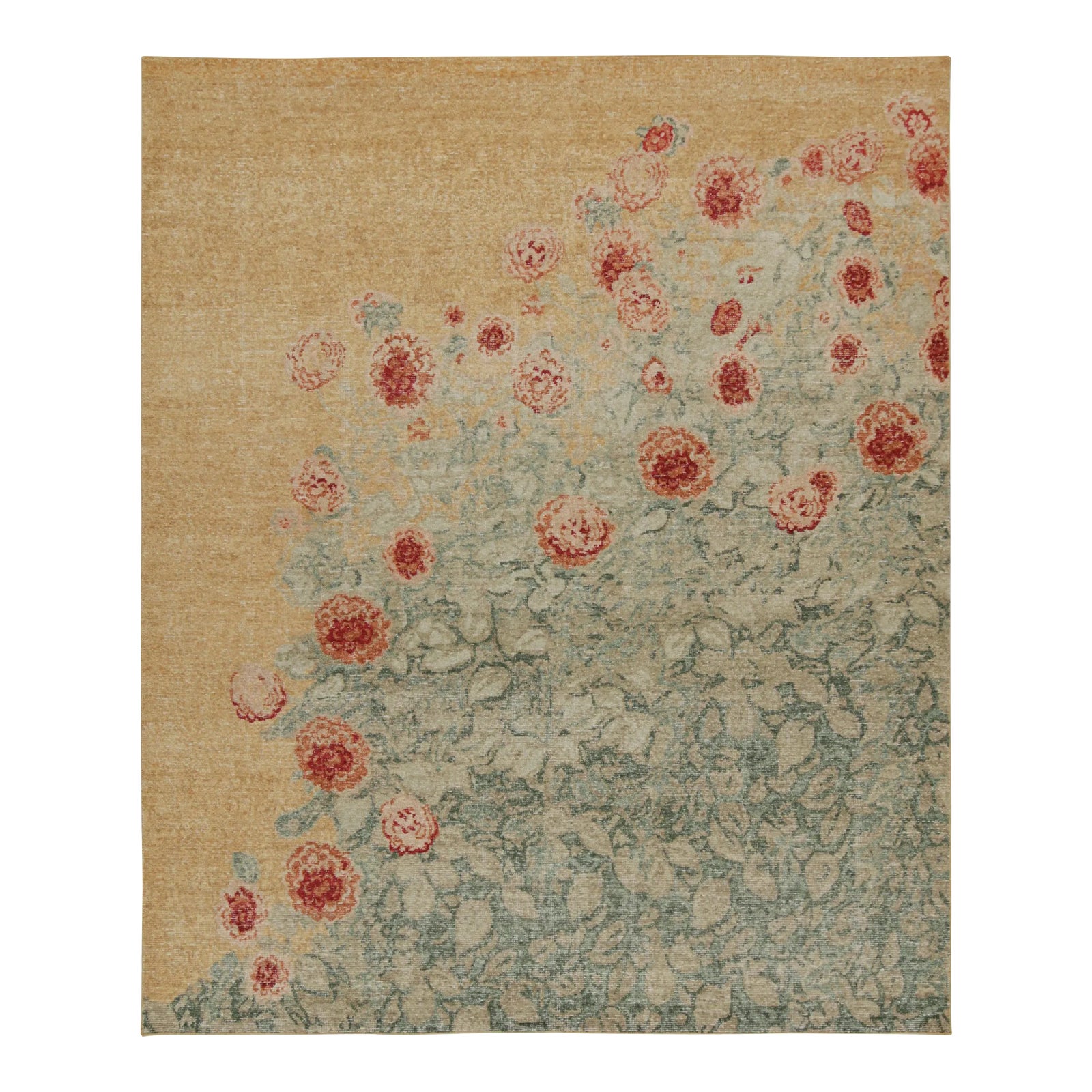 Rug & Kilim’s Distressed Style Transitional Rug in Polychromatic Floral ...