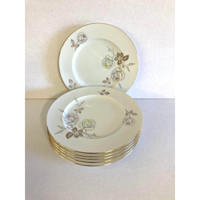 1960s Johann Haviland Sweet Heart Rose Salad Plates Gilded Rim - Set of 6 For Sale - Image 4 of 8