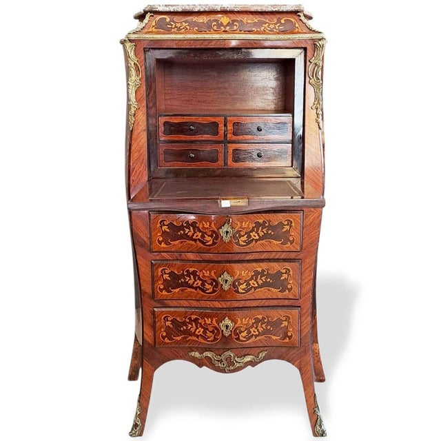 French Napoleon III Rosewood Secretaire with Inlays For Sale - Image 6 of 18