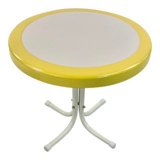 1970s Vintage Boho Chic Americana Metal Outdoor Side Table For Sale