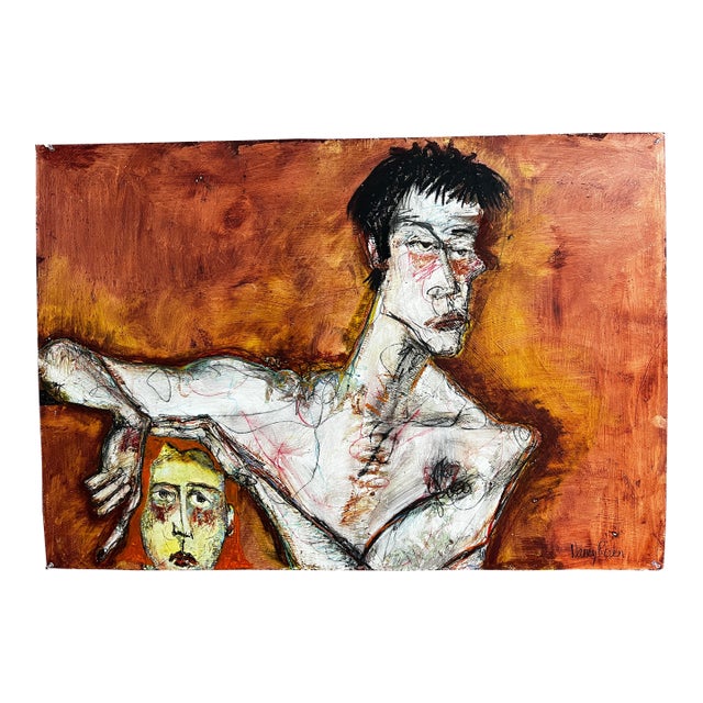 Original Painting Mixed Media Figurative #8 on Paper by Nancy Rosen For Sale