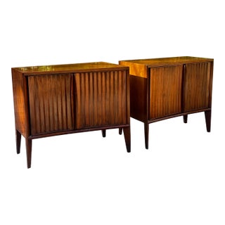 Mid-Century Modern Curved Front Nightstands by Unagusta For Sale