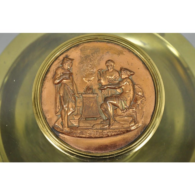 French Empire Figural Bronze and Marble Round Glass Tazza Low Side Tables - Pair For Sale - Image 9 of 12