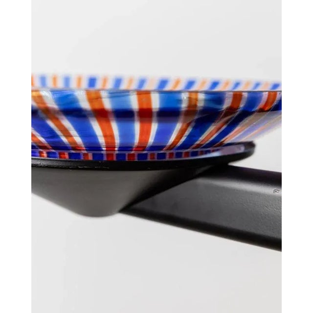 Vintage Murano Glass Pendant in Blue and Red Striped Glass, 1980s For Sale - Image 3 of 11