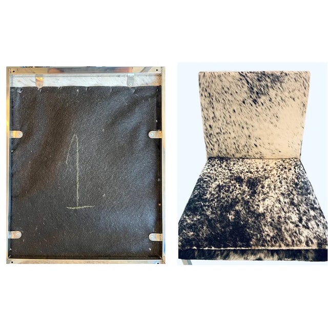 Metal (3) Pairs of Mid-Century Modern Chrome + Cowhide Bar Stools - Custom-Made For Sale - Image 7 of 12