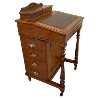 Antique Victorian Walnut Freestanding Davenport For Sale