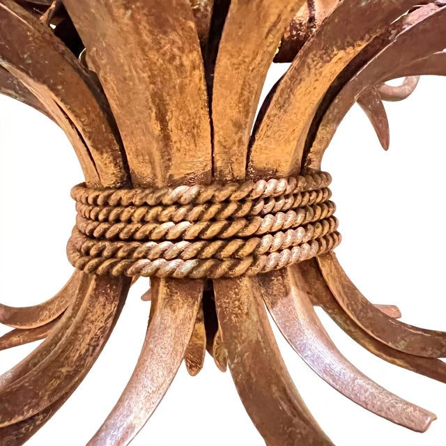 1950s French Verdigris 6-Arm Pineapple Chandelier, 1950s For Sale - Image 5 of 6