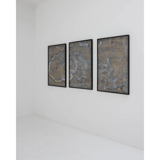 Metal and Wooden Triptych Wall Art, Set of Three For Sale - Image 4 of 9