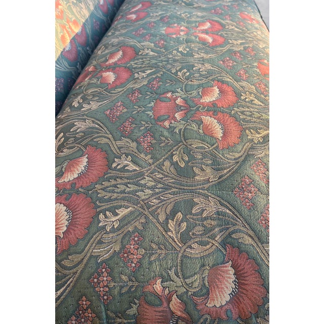William Morris - Style Fabric Mid Century Chinese Chippendale Camelback Settee Sofa Couch Georgian Design For Sale - Image 12 of 18