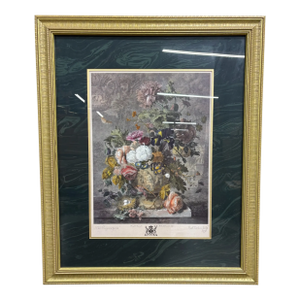 Vintage Jan Van Huysum Pinx “A Flower Piece” Print Engraved and Framed
