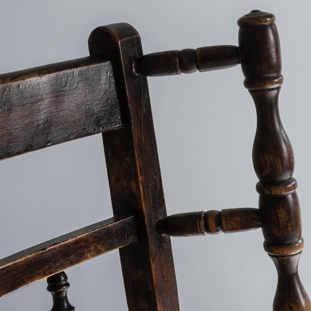 19th Century English Lancashire Ash and Elm Spindle Wingback Chair For Sale - Image 9 of 18