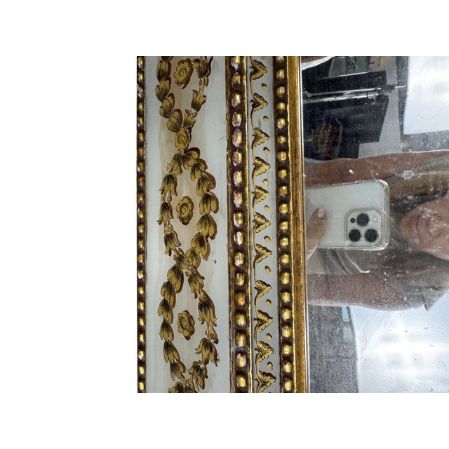 20th Century Italian Neoclassical Églomisé Mirror in White and Gold For Sale In Boston - Image 6 of 18