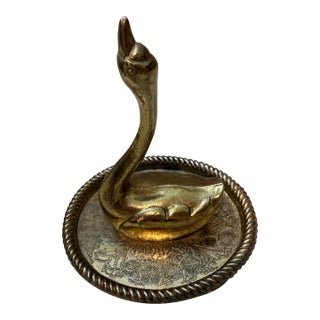 Vintage Swan Shaped Solid Brass Small PaperWeight For Sale