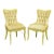 Vintage French Hollywood Regency Yellow Tufted Drape Carved Side Chairs - A Pair For Sale