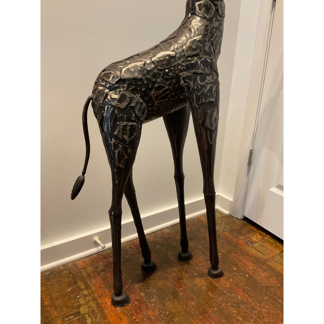 1960s Large Brutalist Mid 20th Century Welded Metal Giraffe Sculpture – Whimsical Floor Statue, Curtis Jere Style For Sale - Image 5 of 7