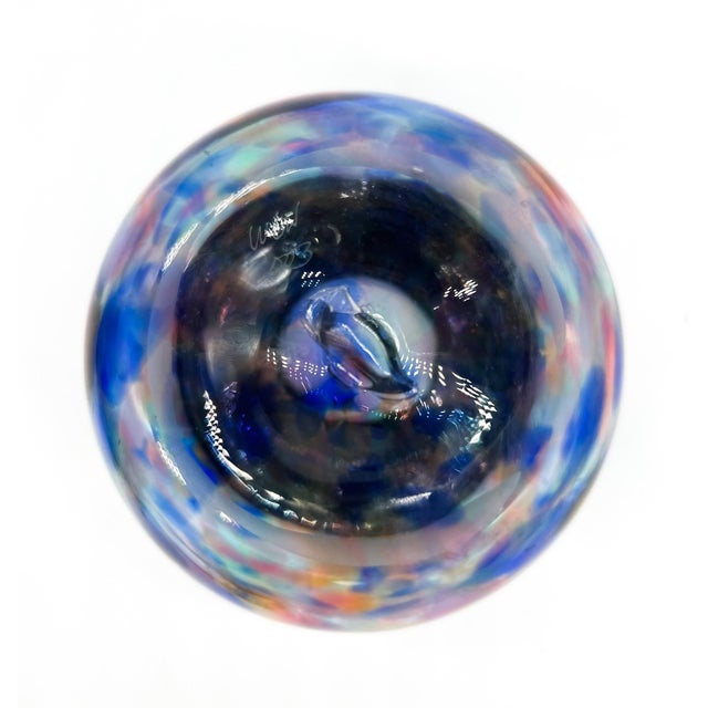 Glass Contemporary Signed Multicolor Blown Glass Vase For Sale - Image 7 of 10