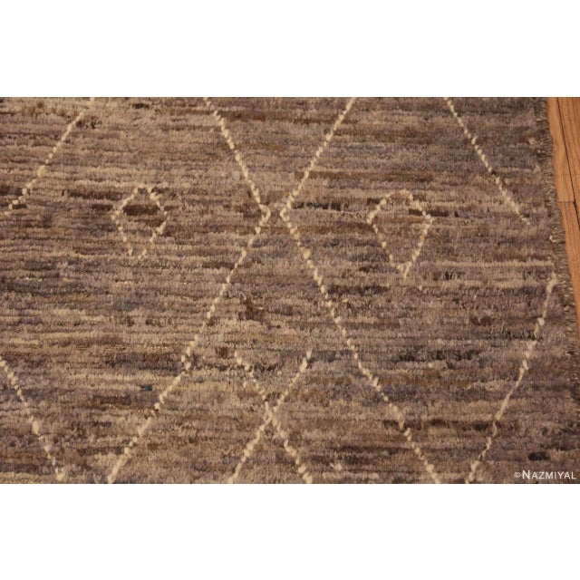 Nazmiyal Collection Brown Modern Moroccan Design Runner Rug For Sale - Image 4 of 7