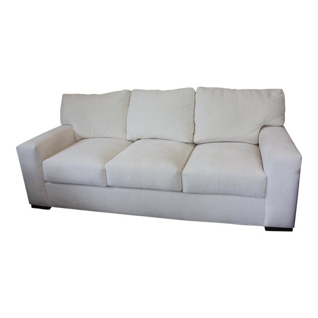 Contemporary Century Furniture White Fabric Sofa Chairish
