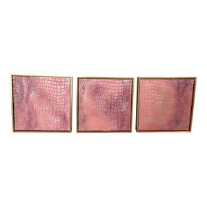 Coral Faux Croc Exotic Trio Canvas Art, Designed by Cheryl P Kohloff, Framed- Set of 3