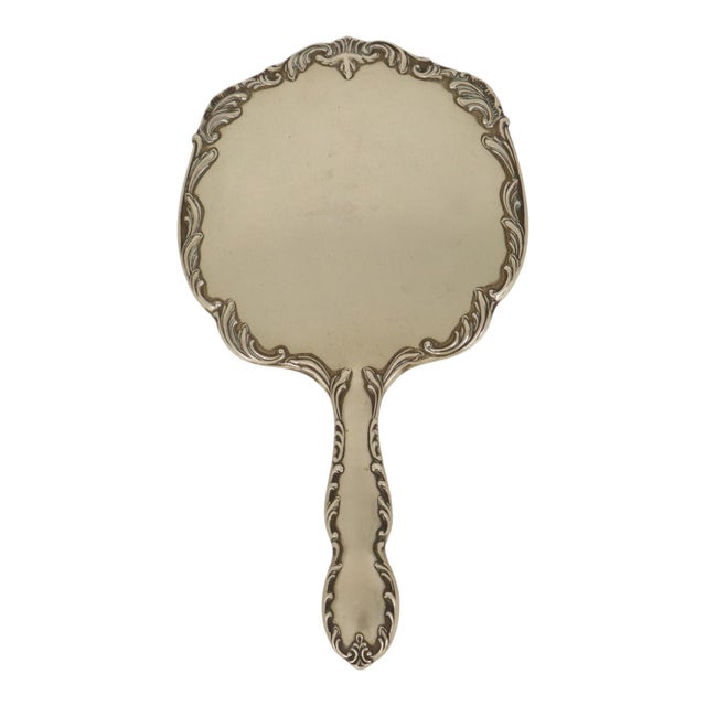 Art Nouveau Style Hand Mirror in White Metal, France, 1940s For Sale - Image 11 of 13