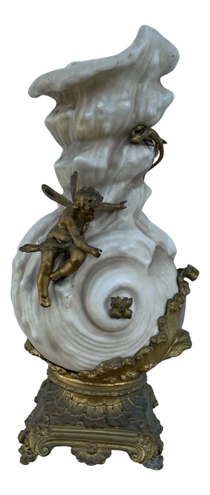 1920s Art Nouveau Porcelain Gilt Bronze Vase