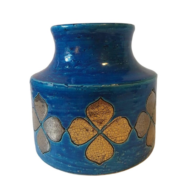 1960s Two Aldo Londi Vases in Rimini Blue With Mettalic Clovers For Sale - Image 5 of 11
