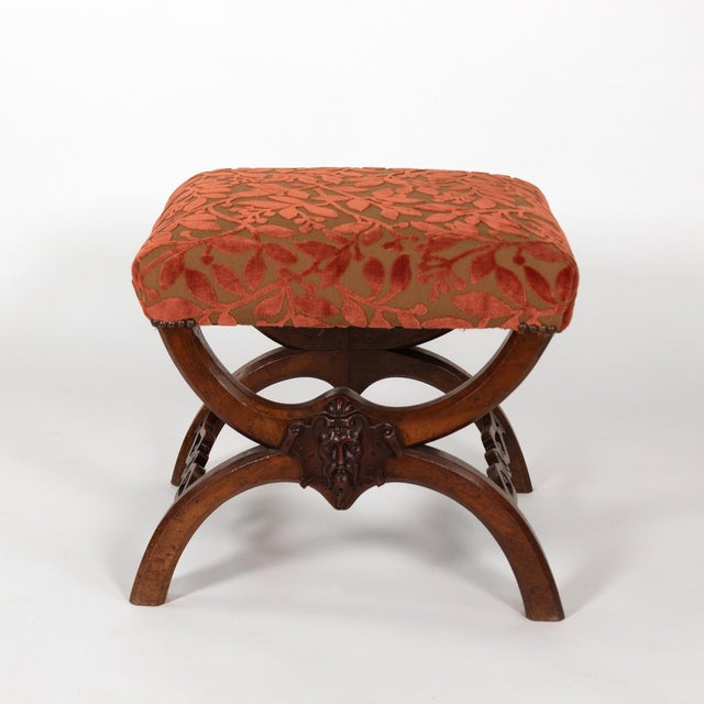 Carved Walnut Curule-Form Stool, French, Circa 1830 For Sale In San Francisco - Image 6 of 12