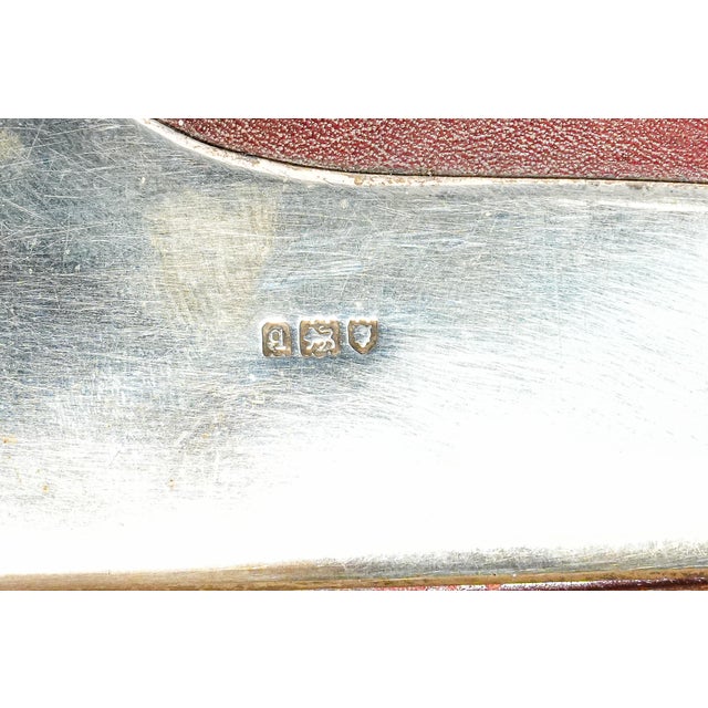 1910s Handsome English Leather Document Desk Folio Folder Antique Sterling Silver Home Decor For Sale - Image 5 of 9