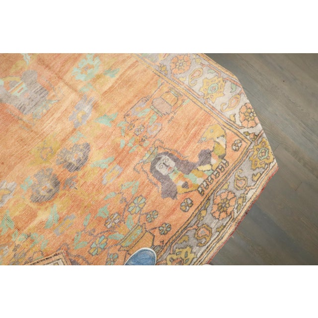 Vintage Zabihi Collection Peach Orange Turkish Anatolian Mermaid Rug - 5'8" x 7'4" For Sale - Image 9 of 11