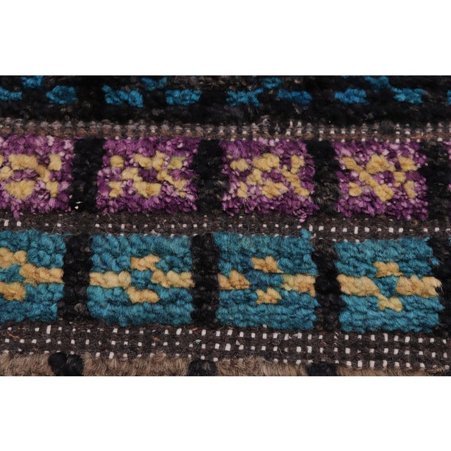 Rustic Abstract Black/Blue High Low Wool Rug - 2'11'' X 5'2'' For Sale In New York - Image 6 of 9