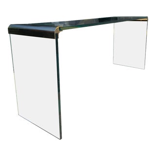 1970s Leon Rosen for Pace Brass and Glass Modern Console Table For Sale