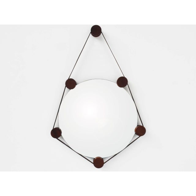 1950s Italian Rosewood Mirror and Leather by Edoardo Paoli for Arform, 1959 For Sale - Image 5 of 5