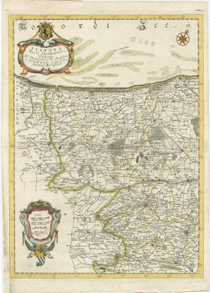 Antique Map of the North of Flanders, Belgium, 1697