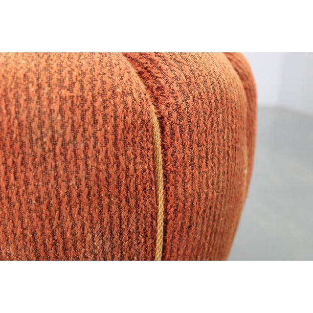 Art Deco Ottoman with Red Upholstery attributed to Jindřich Halabala, 1930s For Sale - Image 9 of 11