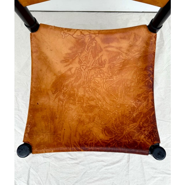 Italian Modern Mid-Century Leather and Wood Thebes-Style Chair For Sale In Los Angeles - Image 6 of 12