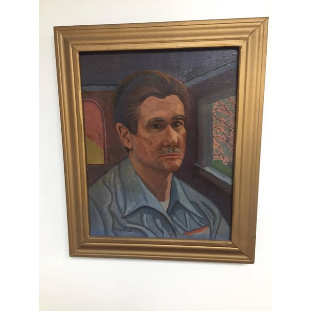 Oil on Board of Modern Self Portrait For Sale In Houston - Image 6 of 6