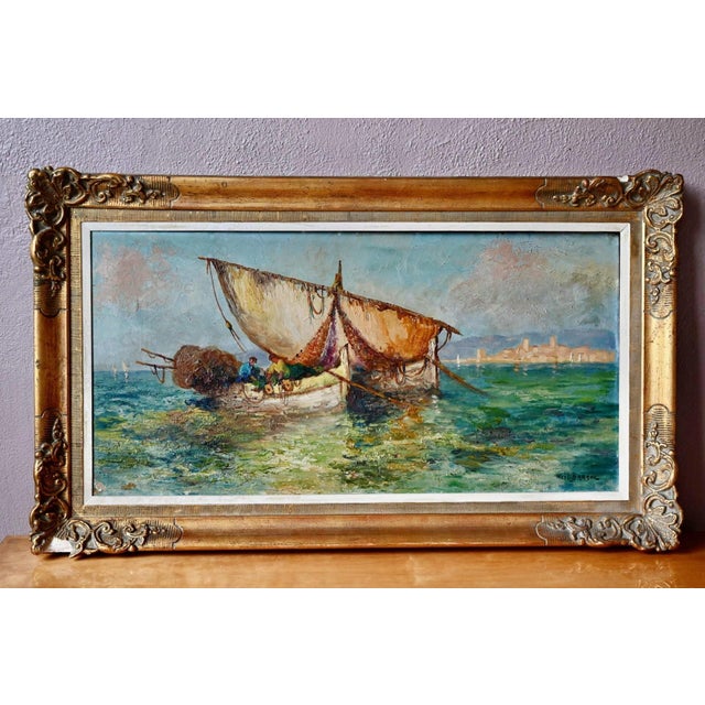 Noël Barsac, Mediterranean Fishing Scene, 1950s, Oil on Canvas For Sale - Image 12 of 12