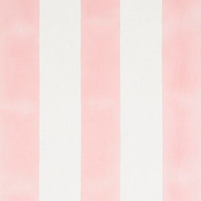 Schumacher x Molly Mahon Wide Stripe Fabric in Pink For Sale