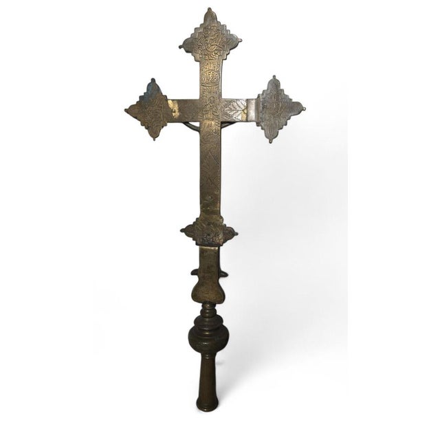 17th Century Italian Processional Cross in Bronze For Sale - Image 10 of 16